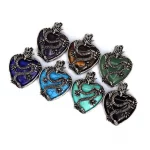 Vintage Animal Dragon Man Necklace Natural Stone Purple Crystal Heart Pendant for Women Amethysts Rose Pink Quartz Jewelry Gift - Image 4
