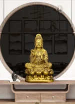 Lucky Copper South Sea Goddess of Mercy Buddha Statue Ornaments Home Sculptures - Image 4