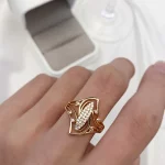 Kinel New Fine Curve Women Rings 585 Rose Gold With Micro Wax Inlay Natural Zircon Ethnic Bride Ring Unique Fashion Jewelry - Image 5