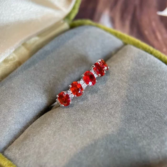 18K real gold natural Ruby Oval 5 Diamond Ring 1.5 carat wedding ring PT950 platinum custom Valentine's Day gift - Image 6