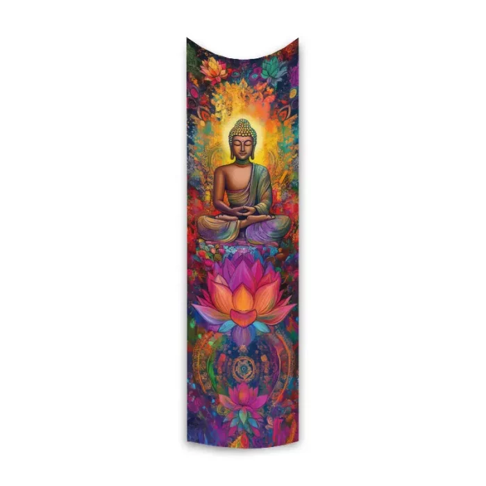 Buddha Statues And Lotus Wall Decoration Colorful Mandala Vertical Tapestry Wall Hanging Meditation Religion Art Tapestry - Image 7