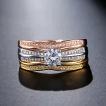 18K Multi Gold Ring 3pc Set for Women Natural Diamond with Diamond Jewelry Anillos De Bizuteria Anillos Mujer Gemstone Rings Box - Image 3