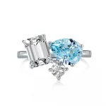 Wong Rain 100% 925 Sterling Silver Lab Sapphire Aquamarine Citrine Gemstone Ring For Women Engagement Fine Jewelry Wholesale - Image 3