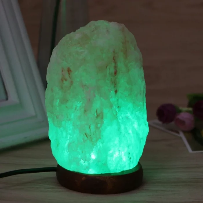 High Efficiency Hand Carved USB Wooden Base Himalayan Rock Salt Lamp Air Purifier Night Light New - Image 3