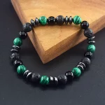 Natural Stone Beads Bracelet Women Green Malachite Yellow Tiger Eye Stone Beads Elastic Strand Wristband Jewelry Gift for Friend - Image 4