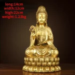 Copper Bodhisattva Guanyin Buddha Statue Home Living Room Ornaments Sea Sitting Lotus Decor - Image 5