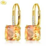 Hutang Natural Yellow Citrine Earrings 925 Sterling Silver 4 Carats Gemstones Fine Crystal Jewelry for Women Christmas - Image 2