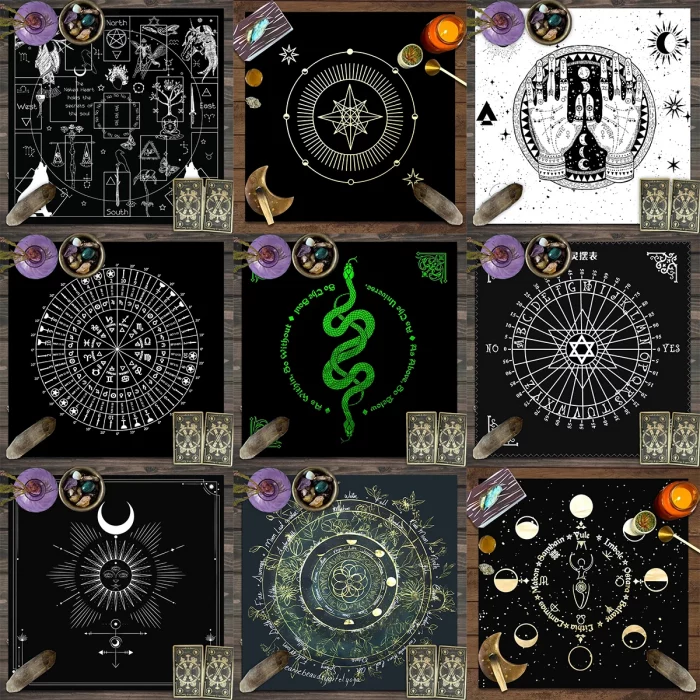 1pc Tarot card tablecloth, witch magic astrology altar decoration tablecloth, card game card push decoration tablecloth - Image 2