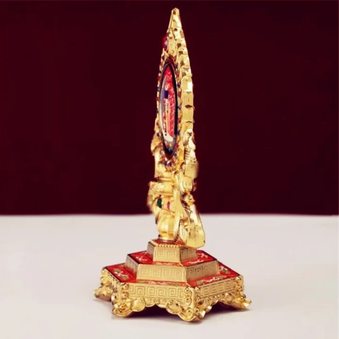 Multicolor Tibetan Alloy Engraving Inlaid Gem Ten Phase at Ease Mirror ​Handicraft Auspicious Altars Tribute Desktop Decorative - Image 7