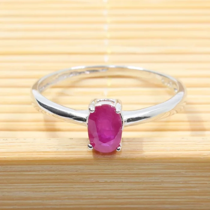 Classic Ruby Wedding Ring for Woman 4mm * 6mm Genuine Ruby Silver Ring Sterling Silver Ruby Ring Real Silver Gemstone Jewelry - Image 4
