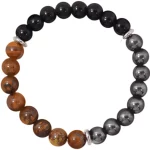 Triple Protection Bracelet:Tiger Eye, Black Obsidian, & Hematite 8mm Round Protection Crystals (Gemstone Stretch Bracelet) - Image 6