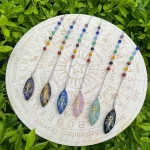 Real Irregular Crystal Pendulum for Divination Wicca Reiki Sun Symbol Pendant Clear Quartz Black Obsidian Spiritual Pendulo X246 - Image 6