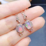 FS Fashion Real S925 Sterling Silver Inlay Natural Opal Earrings With Certificate Fine Weddings Jewelry for Women MeiBaPJ - Image 7
