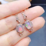 FS Fashion Real S925 Sterling Silver Inlay Natural Opal Earrings With Certificate Fine Weddings Jewelry for Women MeiBaPJ