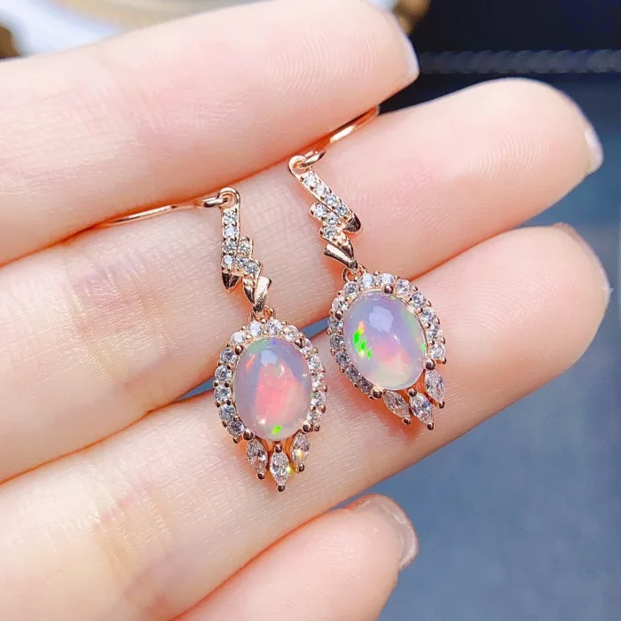 FS Fashion Real S925 Sterling Silver Inlay Natural Opal Earrings With Certificate Fine Weddings Jewelry for Women MeiBaPJ - Image 7
