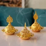 Retro Copper Mini Crown Hollow Out Incense Stick Burner Holder Golden Arab Burner Catcher Home Decoration Sandalwood Censer