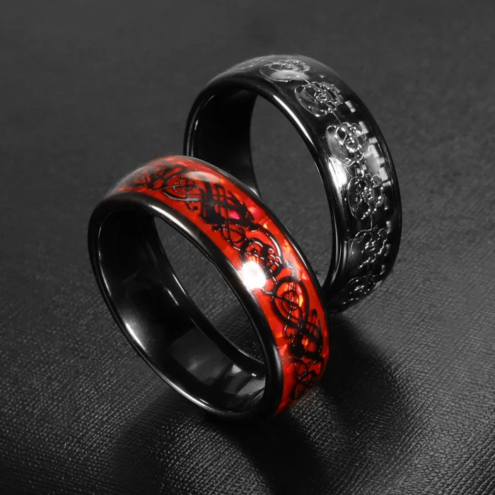 Fashion Dragon Pattern Metal Band 7MM T5577 Chip Ceramic Finger Ring or CUID Chip Skull Carbon Fiber Band Epoxy Ring for Replica - Image 2