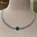Wong Rain Vintage 925 Sterling Silver Emerald High Carbon Diamond Gemstone Sparkling Necklace Pendant Jewelry Anniversary Gifts - Image 2
