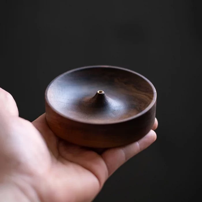 North American Black Walnut Solid Wood Incense Stick Handmade Tea Ceremony Round Incense Burner Agarwood Tray Holder - Image 5
