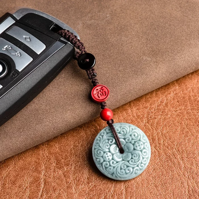 Original Natural A-grade Jade Blue Horizontal Buckle Mobile Phone Pendant With Chinese Style Jade Stone Car Keychain Bag Hanging - Image 7