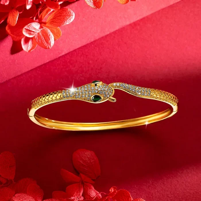 Yellow Golden Colored Snake Opening Bracelet for Women Simple Gold Bracelets Bangles Fine Jewelry Mother Girlfriend Gifts - Image 3