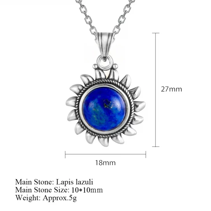 925 Sterling Silver Necklace Natural Lapis Lazuli Pendants Necklace for Women Wedding Anniversary Party Gifts Jewelry - Image 7