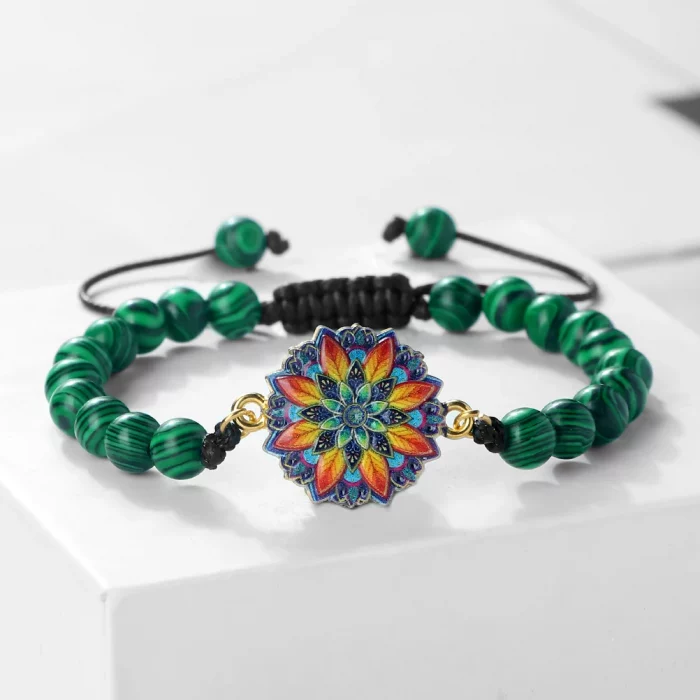 Handmade 6mm Natural Stone Braided Bracelet for Women Men Charn Flower Phantoscope Bangles Malachite Onyx Beads Bracelet Jewelry - Image 2