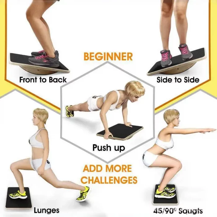 Professional Anti Slip Core Strength Training Wobble Rocker Board Wood Balancing Board for Standing Desk - Image 4