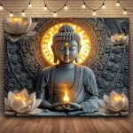 Big Buddha tapestry lotus yoga meditation tapestry dark lotus suitable for bedroom living room dormitory decoration - Image 6