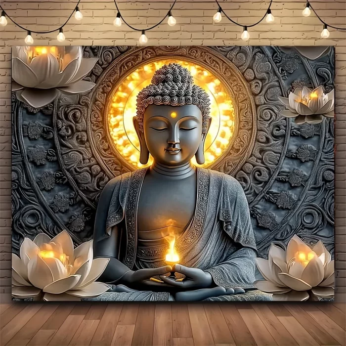 Big Buddha tapestry lotus yoga meditation tapestry dark lotus suitable for bedroom living room dormitory decoration - Image 6