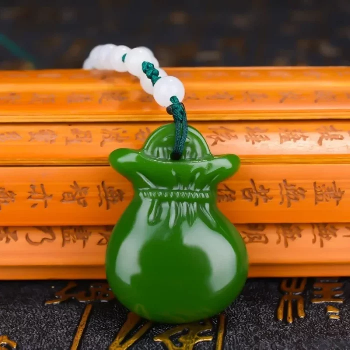 Natural Green Hand-carved Lucky Bag Jade Pendant Fashion Boutique Jewelry Men and Women Money Bag Necklace Gift Accessories - Image 3