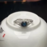 Natural Midnight Blue Sapphire Ring 6mm 1ct Genuine Sapphire 925 Silver Ring with 18K Gold Plating Gift for Women - Image 7