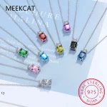 Emerald Cut Natural Garnet Amethyst Peridot Blue Topaz 925 Sterling Silver Square Pendant Necklace Colorful Gemstone Jewelry - Image 2