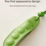 Fashion High-End Pea Pendant Leather Handmade Pea Keychain All-match Style Green Pea Bag Charm Bag Parts & Accessories - Image 6
