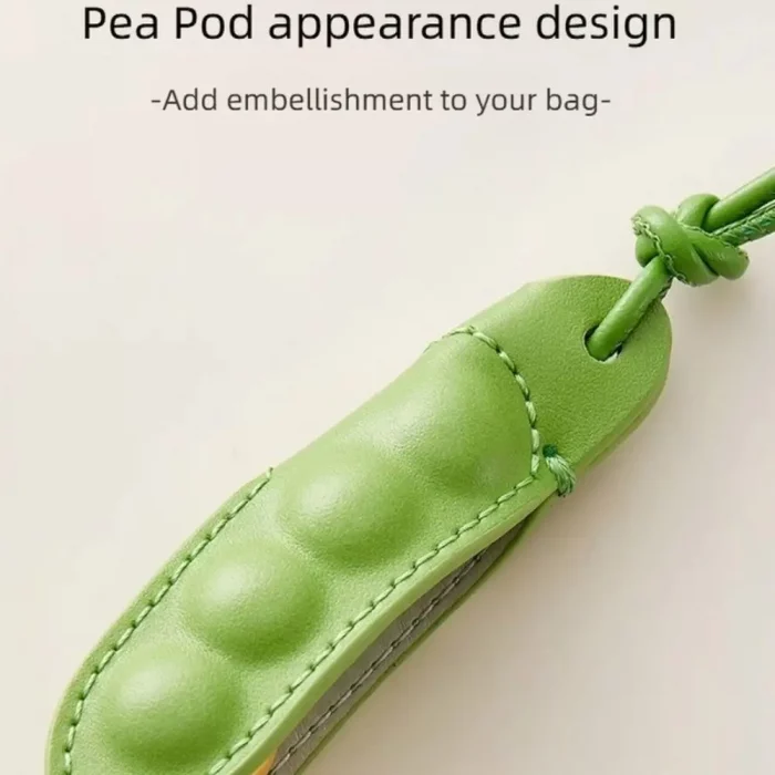 Fashion High-End Pea Pendant Leather Handmade Pea Keychain All-match Style Green Pea Bag Charm Bag Parts & Accessories - Image 6