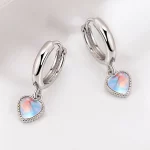 925 Sterling Silver Moonstone Heart Crystals Stud Earrings For Women Elegant Luxury Jewelry Accessories Wholesale Jewellery - Image 2