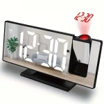 Projection alarm clock multifunction Intelligent luminous clock Bedroom large screen digital clock 180℃ back and celling projec