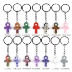 20x30mm Symbol of Life Shaped Keychain Handle Cross Quartz Fluorite Citrine Amethyst Pendants For Motorcycle Key Chain Love Gift - Image 6