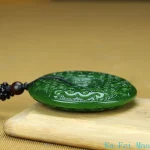 Genuine Natural Jade Pendant Green Circle Hand-polished Double-sided Carving Men and Women Lovers Models Charm Jewelry Necklace - Image 3