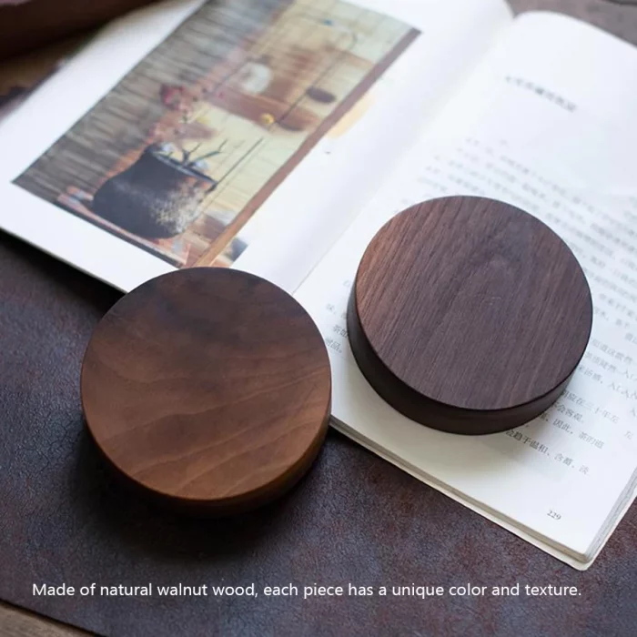 North American Black Walnut Solid Wood Incense Stick Handmade Tea Ceremony Round Incense Burner Agarwood Tray Holder - Image 6