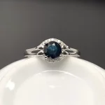 Natural Midnight Blue Sapphire Ring 6mm 1ct Genuine Sapphire 925 Silver Ring with 18K Gold Plating Gift for Women - Image 2