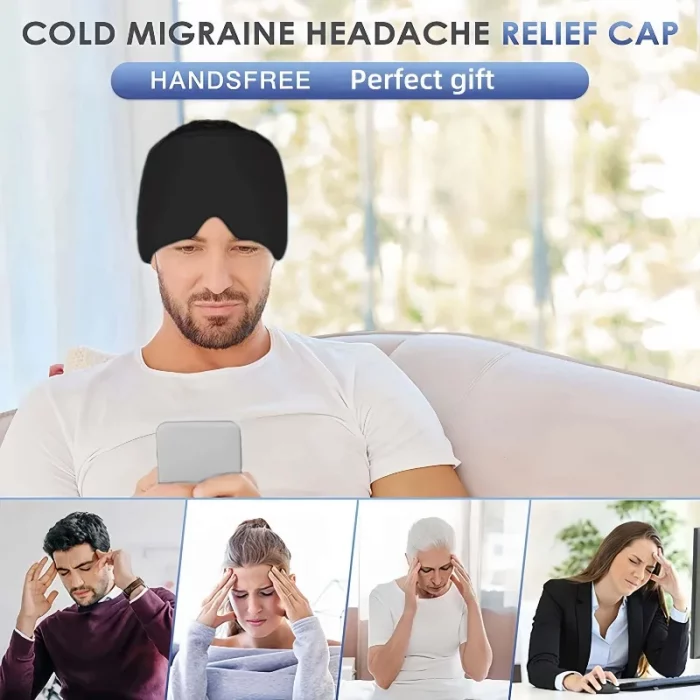 1 piece migraine hat, facial cooling gel headband, cold compress eye mask, adjustable headwear, face cooling product - Image 4