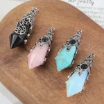 Natural 12 Faceted Crystal Stone Pendulums For Spiritual Dowsing Divination Amethyst Rose Quartz Stone Pendulum Pendant Jewelry - Image 3