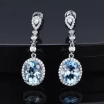 Sterling Silver 925 Natural Aquamarine Drop Earrings for Women Timeless Design Delicate Female Jewelry Wedding Luxury Earrings