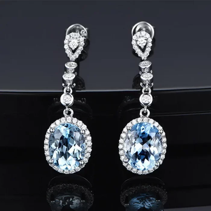 Sterling Silver 925 Natural Aquamarine Drop Earrings for Women Timeless Design Delicate Female Jewelry Wedding Luxury Earrings - Image 2