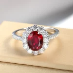 OEVAS 2.988cttw 7x9mm Lab Grown Ruby/Padparadscha Sapphire Ring S925 Sterling Silver inlay Moissanite For Women Fine Jewelry - Image 3