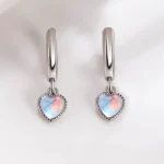 925 Sterling Silver Moonstone Heart Crystals Stud Earrings For Women Elegant Luxury Jewelry Accessories Wholesale Jewellery - Image 5
