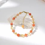 Lii Ji Natural Stone Carnelian Citrine 6mm Stainless Steel Handmade Bracelet Fashion Jewelry