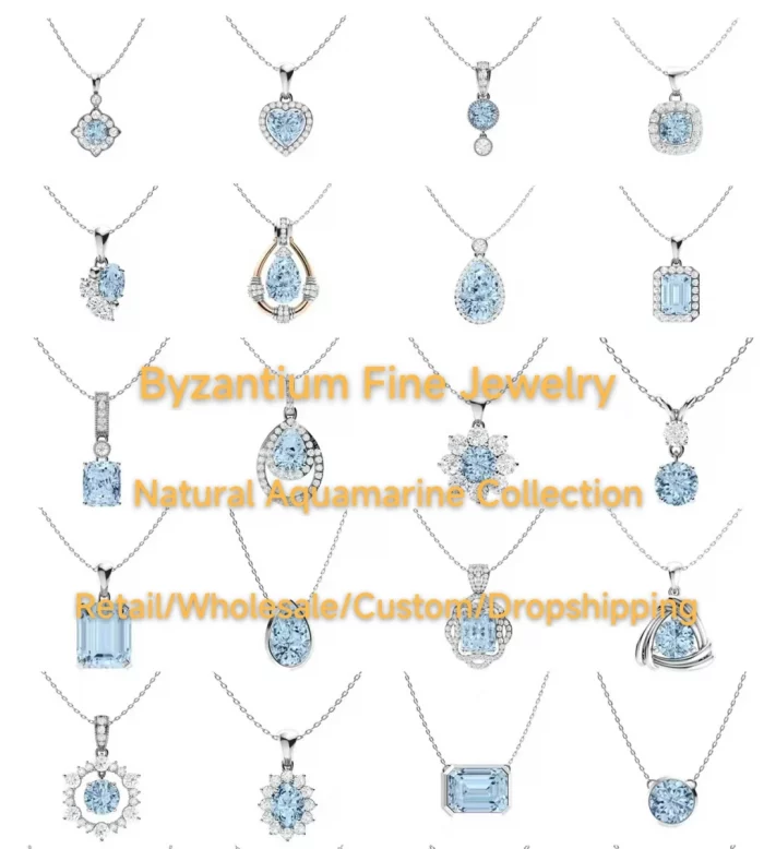 925 Sterling Silver Set Natural Aquamarine Bowknot Pendant Chain Necklaces Blue Stone Jewelry Girlfriend Birthday Gifts Bijoux - Image 3