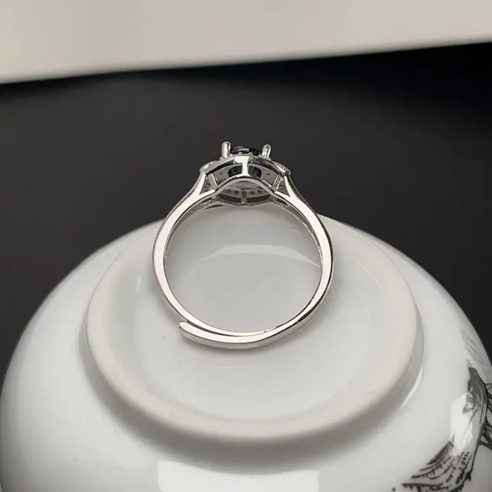Natural Midnight Blue Sapphire Ring 6mm 1ct Genuine Sapphire 925 Silver Ring with 18K Gold Plating Gift for Women - Image 6